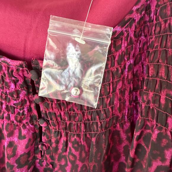 Isaac Mizrahi Burgundy Pink Live Size 2X Sheer double layered Animal print - Picture 6 of 11